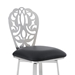 Cherie Contemporary 30" Height Bar Stool in Brushed Stainless Steel Finish and Black Faux Leather - ARL1397