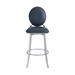 Pia Contemporary 30" Height Bar Stool in Brushed Stainless Steel Finish and Grey Faux Leather - ARL1399