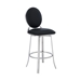 Pia Contemporary 30" Height Bar Stool in Brushed Stainless Steel Finish and Black Faux Leather - ARL1401