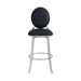 Pia Contemporary 30" Height Bar Stool in Brushed Stainless Steel Finish and Black Faux Leather - ARL1401