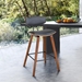 Fox 30" Mid-Century Bar Height Bar Stool in Gray Faux Leather with Walnut Wood - ARL1404