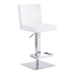 Legacy Contemporary Swivel Bar Stool in Brushed Stainless Steel and White Faux Leather 