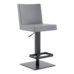 Legacy Contemporary Swivel Bar Stool in Matte Black Finish and Grey Faux Leather 