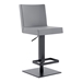 Legacy Contemporary Swivel Bar Stool in Matte Black Finish and Grey Faux Leather - ARL1407