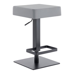 Kaylee Contemporary Swivel Bar Stool in Matte Black Finish and Grey Faux Leather 