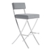 Bethany Contemporary 32" Bar Height Bar Stool in Brushed Stainless Steel and Grey Faux Leather - ARL1410