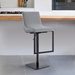 Victory Contemporary Swivel Bar Stool in Matte Black Finish and Grey Faux Leather - ARL1413