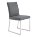 Trevor Contemporary Dining Chair in Brushed Stainless Steel and Grey Faux Leather - Set of 2 - ARL1416