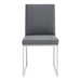 Trevor Contemporary Dining Chair in Brushed Stainless Steel and Grey Faux Leather - Set of 2 - ARL1416