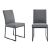Trevor Contemporary Dining Chair in Matte Black Finish and Grey Faux Leather - Set of 2 - ARL1417