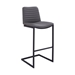 Lucas Contemporary 30" Height Bar Stool in Black Powder Coated Finish and Grey Faux Leather - ARL1425