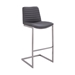 Lucas Contemporary 30" Height Bar Stool in Brushed Stainless Steel Finish and Grey Faux Leather - ARL1427