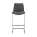 Lucas Contemporary 30" Height Bar Stool in Brushed Stainless Steel Finish and Grey Faux Leather - ARL1427