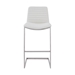 Lucas Contemporary 30" Height Bar Stool in Brushed Stainless Steel Finish and White Faux Leather - ARL1429