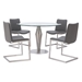 April Contemporary Dining Chair in Brushed Stainless Steel Finish and Grey Faux Leather - Set of 2 - ARL1432