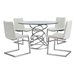 Wendy Contemporary Dining Table in Brushed Stainless Steel Finish and Clear Glass top - ARL1435