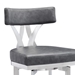 Natalie Contemporary 26" Counter Height Bar Stool in Brushed Stainless Steel Coated Finish and Vintage Grey Faux Leather - ARL1439