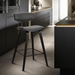 Fox 30" Mid-Century Bar Height Bar Stool in Grey Faux Leather with Black Brushed Wood - ARL1440