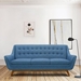 Janson Mid-Century Sofa in Champagne Wood Finish and Blue Fabric - ARL1443