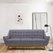 Janson Mid-Century Sofa in Champagne Wood Finish and Dark Grey Fabric - ARL1444