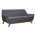Janson Mid-Century Sofa in Champagne Wood Finish and Dark Grey Fabric - ARL1444