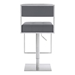 Michele Contemporary Swivel Bar Stool in Brushed Stainless Steel and Grey Faux Leather - ARL1447