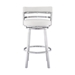 Madrid Contemporary 30" Height Bar Stool in Brushed Stainless Steel Finish and White Faux Leather - ARL1450