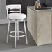 Madrid Contemporary 26" Counter Height Bar Stool in Brushed Stainless Steel Finish and White Faux Leather - ARL1451