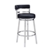 Madrid Contemporary 30" Height Bar Stool in Brushed Stainless Steel Finish and Black Faux Leather - ARL1452