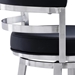 Madrid Contemporary 26" Counter Height Bar Stool in Brushed Stainless Steel Finish and Black Faux Leather - ARL1453