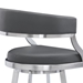 Saturn Contemporary 30" Height Bar Stool in Brushed Stainless Steel Finish and Grey Faux Leather - ARL1454