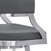 Saturn Contemporary 30" Height Bar Stool in Brushed Stainless Steel Finish and Grey Faux Leather - ARL1454