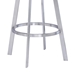 Saturn Contemporary 26" Counter Height Bar Stool in Brushed Stainless Steel Finish and Grey Faux Leather - ARL1455