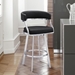 Saturn Contemporary 30" Height Bar Stool in Brushed Stainless Steel Finish and Black Faux Leather - ARL1456