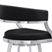 Saturn Contemporary 30" Height Bar Stool in Brushed Stainless Steel Finish and Black Faux Leather - ARL1456