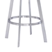 Saturn Contemporary 26" Counter Height Bar Stool in Brushed Stainless Steel Finish and Black Faux Leather - ARL1457