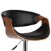 Butterfly Adjustable Swivel Bar Stool in Black Faux Leather with Chrome Finish and Walnut Wood - ARL1461