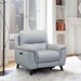 Lizette Contemporary Chair in Dark Brown Wood Finish and Dove Grey Genuine Leather - ARL1469