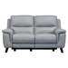 Lizette Contemporary Loveseat in Dark Brown Wood Finish and Dove Grey Genuine Leather - ARL1470