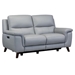Lizette Contemporary Loveseat in Dark Brown Wood Finish and Dove Grey Genuine Leather - ARL1470