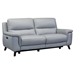 Lizette Contemporary Sofa in Dark Brown Wood Finish and Dove Grey Genuine Leather - ARL1471