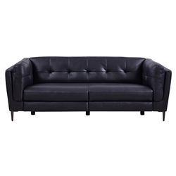 Primrose Contemporary Sofa in Dark Metal Finish and Navy Genuine Leather 