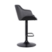 Toby Contemporary Adjustable Bar Stool in Black Powder Coated Finish with Grey Faux Leather and Black Brushed Wood Finish - ARL1490