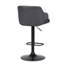 Toby Contemporary Adjustable Bar Stool in Black Powder Coated Finish with Grey Faux Leather and Black Brushed Wood Finish - ARL1490
