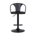 Eagle Contemporary Adjustable Bar Stool in Black Powder Coated Finish with Black Faux Leather and Black Brushed Wood Finish Back - ARL1493