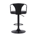 Eagle Contemporary Adjustable Bar Stool in Black Powder Coated Finish with Black Faux Leather and Black Brushed Wood Finish Back - ARL1493
