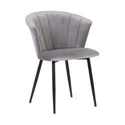 Lulu Contemporary Dining Chair in Black Powder Coated Finish and Grey Velvet 