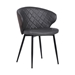 Ava Contemporary Dining Chair in Black Powder Coated Finish and Grey Faux Leather - ARL1502