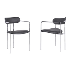 Gwen Contemporary Dining Chair in Chrome Finish with Grey Faux Leather - Set of 2 