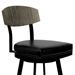 Frisco 26" Counter Height Bar Stool in Matte Black Finish with Black Faux Leather and Grey Walnut - ARL1513